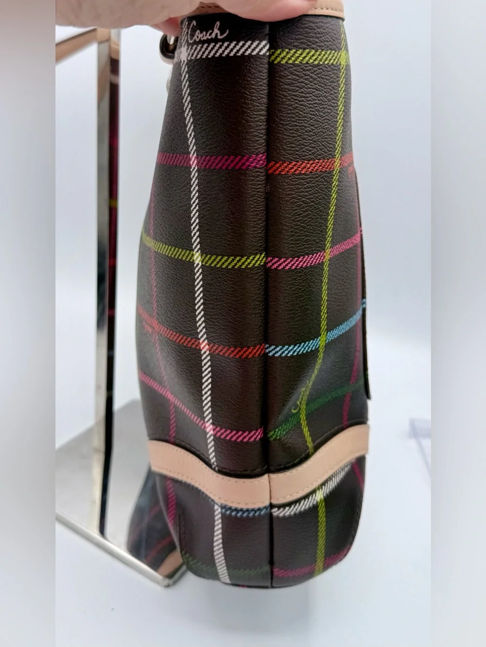 Coach Peyton Tattersall Multicolor Plaid Tote F24389